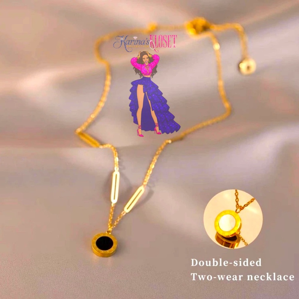 🌹Double Dazzle Circle ⭕️ of LOVE Gold Plated Stainless Steel Necklace 🌹